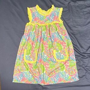 Floral Sleeveless Smocked Dress with Yellow Accents